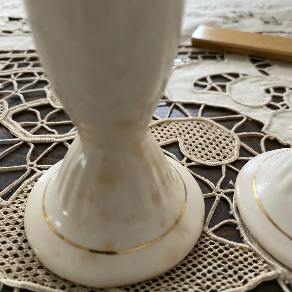 Vintage Victorian Porcelain Tall Salt and Pepper Shakers